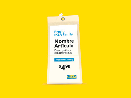 IKEA Family price tag displaying a cost of $4.99 on a yellow background.   