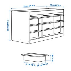 Measurement Illustration - TROFAST storage combination with boxes