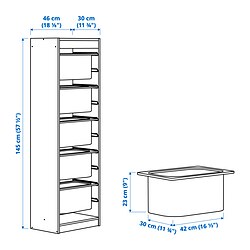 Measurement Illustration - TROFAST storage combination with boxes