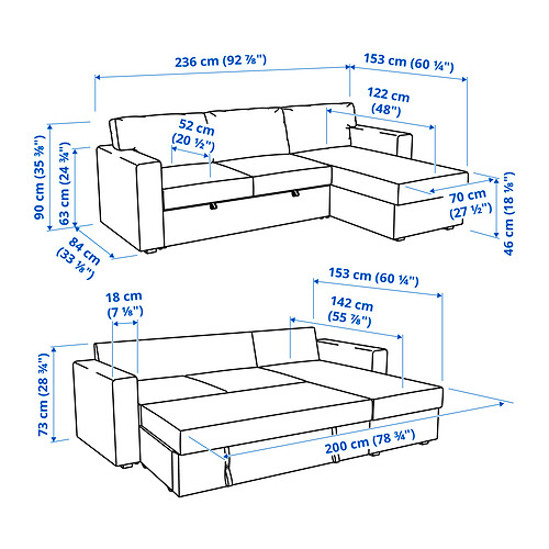 BÅRSLÖV, sofá cama 3 plazas con chaiselongue. 8 de 8 abrir diálogo