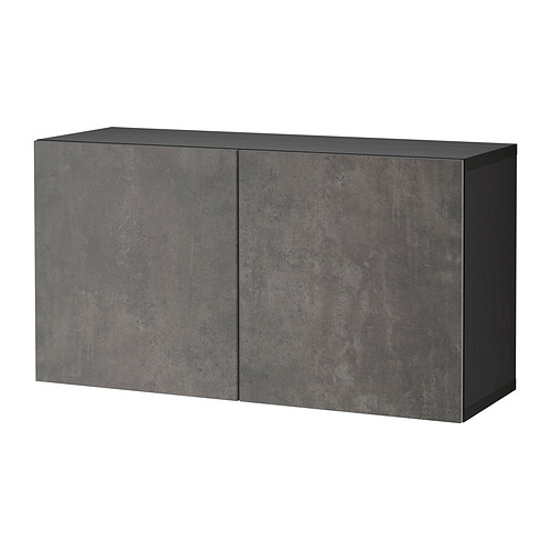 Moderno mueble de almacenaje gris con dos puertas y diseño minimalista.