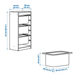 Measurement Illustration - TROFAST storage combination with boxes