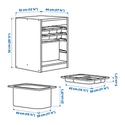 Ilustración de medidas - TROFAST combinación de almacenaje caja/bandejas