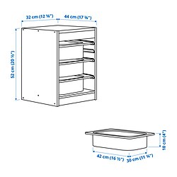 Ilustración de medidas - TROFAST combinación de almacenaje con cajas