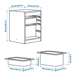 Ilustración de medidas - TROFAST combinación de almacenaje con cajas