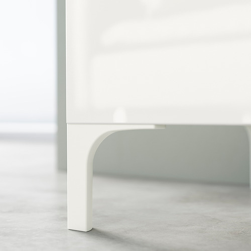 Pata de banco de tv BESTÅ blanca, diseño elegante y minimalista, esquinas redondeadas.