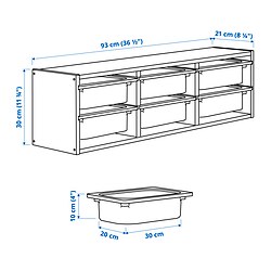 Ilustración de medidas - TROFAST almacenaje de colgar