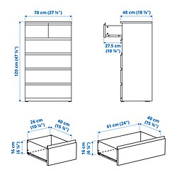 Measurement Illustration - STORKLINTA 6-drawer chest