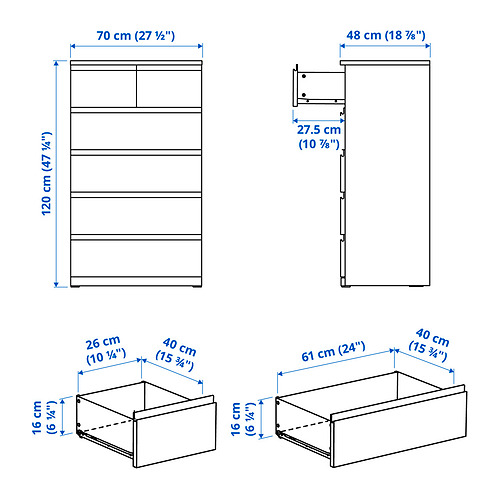 STORKLINTA, 6-drawer chest. 6 of 6 open dialog