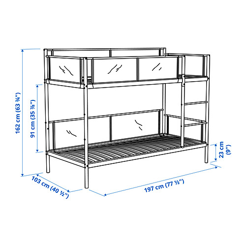 Measurement Illustration - VITVAL bunk bed frame