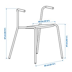 Ilustración de medidas - LÄKTARE Estructura silla con reposabrazos