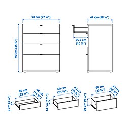 Measurement Illustration - VIHALS 4-drawer chest