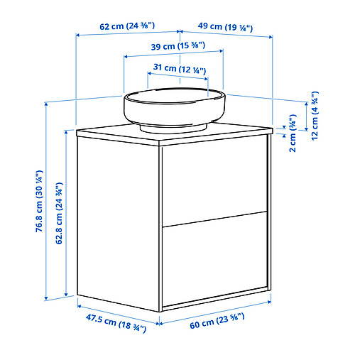 HAVBÄCK / VINDELÄLVEN, mueble de lavabo con cajones/lavabo. 7 de 7 abrir diálogo