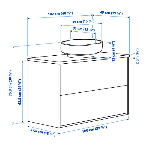 HAVBÄCK / VINDELÄLVEN, mueble de lavabo con cajones/lavabo. 7 de 7 abrir diálogo