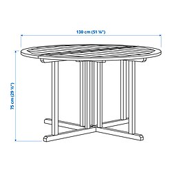 Measurement Illustration - NÄMMARÖ table and 4 armchairs, outdoor