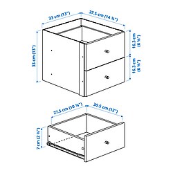 Measurement Illustration - KALLAX insert with 2 drawers