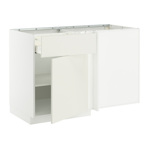 Mueble de cocina METOD: blanco, rectangular, con puertas de cristal, diseño clásico.