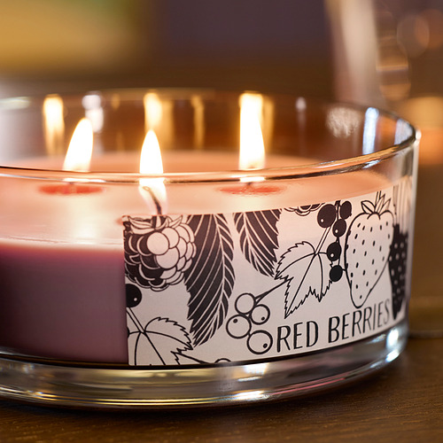 LOTSFÅGEL, scented cndl in glass w lid/3 wicks. 6 of 8 open dialog