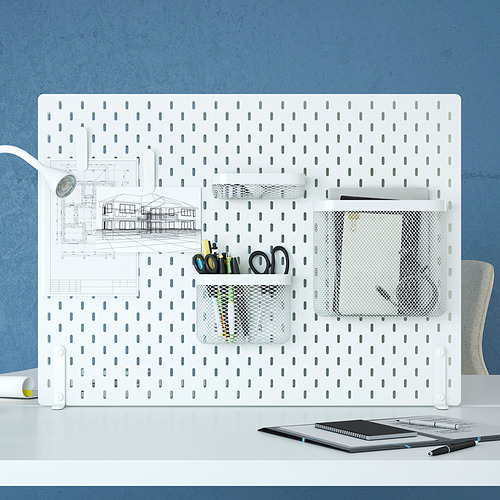 Tablero perforado SKÅDIS con lámpara, material de oficina, silla
