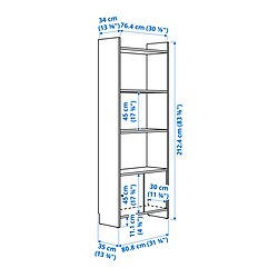 Measurement Illustration - LÅDMAKARE storage cabinet with sliding doors and 3 shelves