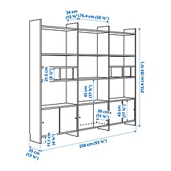 Ilustración de medidas - LÅDMAKARE mueble de almacenaje con puertas correderas y con 2 estantes adicionales
