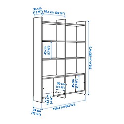Ilustración de medidas - LÅDMAKARE mueble de almacenaje con puertas correderas y 6 baldas