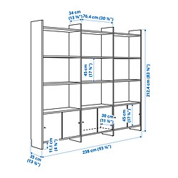 Measurement Illustration - LÅDMAKARE storage cabinet with sliding doors and 9 shelves