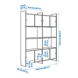 Measurement Illustration - LÅDMAKARE storage cabinet with sliding doors and 2 shelves