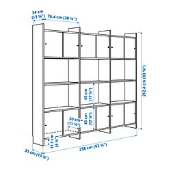 Measurement Illustration - LÅDMAKARE storage cabinet with sliding doors and 3 shelves