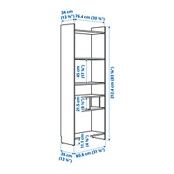 Ilustración de medidas - LÅDMAKARE mueble de almacenaje con 1 estante adicional