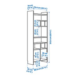 Measurement Illustration - LÅDMAKARE storage cabinet with sliding doors and 2 shelf inserts