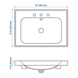 Measurement Illustration - ORRSJÖN sink with water trap