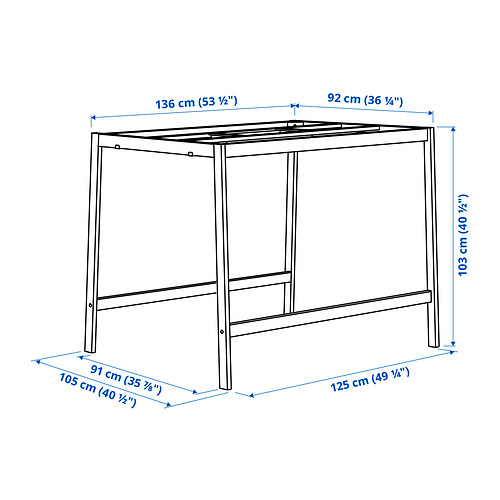 Measurement Illustration - MITTZON underframe for conference table