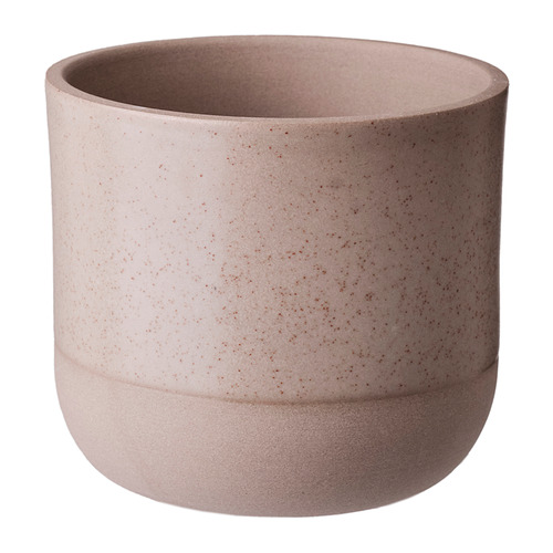 Jardinera BUSKKAPRIFOL de color rosa claro, redonda con esmalte moteado, forma suave, gres.