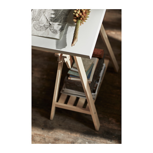 Base de mesa de caballete MITTBACK, madera natural, diseño de marco en A, tablero inclinado.