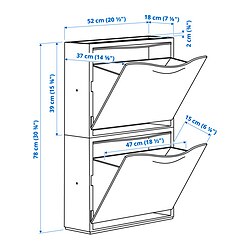 Measurement Illustration - TRONES shoe/storage cabinet