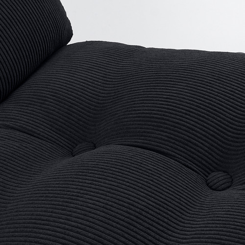 Primer plano de textura suave y acanalada en una moderna silla acolchada negra.