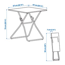 Ilustración de medidas - GUNDE mesa de comedor y 2 sillas plegables