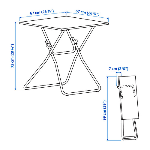 GUNDE, mesa de comedor y 2 sillas plegables. 3 de 4 abrir diálogo
