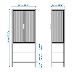 Measurement Illustration - MOSSJÖN glass-door cabinet with doors