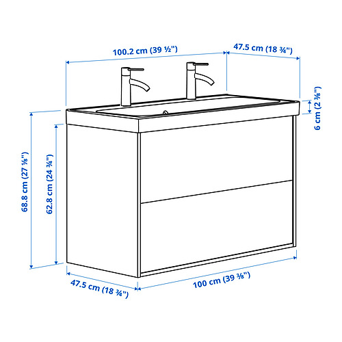 ÄNGSJÖN / BACKSJÖN, mueble de lavabo con cajones/lavabo. 7 de 7 abrir diálogo