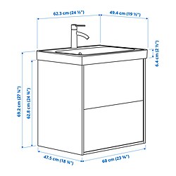 Ilustración de medidas - HAVBÄCK/ORRSJÖN mueble lavabo con cajones y grifo DALSKÄR