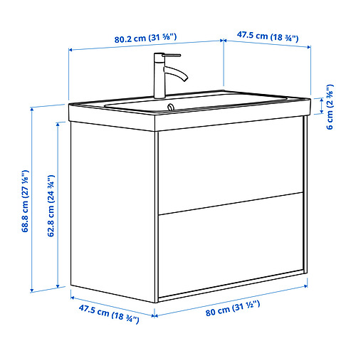 ÄNGSJÖN / BACKSJÖN, mueble de lavabo con cajones/lavabo. 7 de 7 abrir diálogo