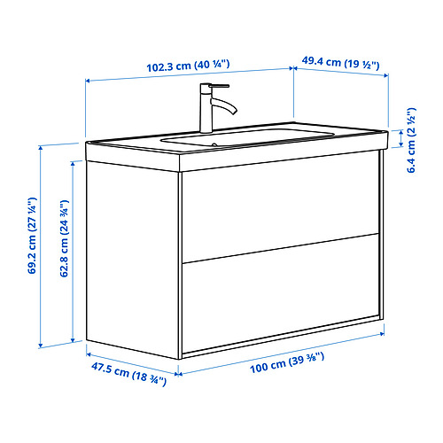 HAVBÄCK / ORRSJÖN, sink cabinet with drawers and LUNDSKÄR tap. 7 of 7 open dialog