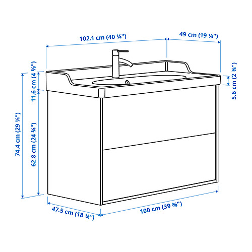 TÄNNFORSEN / RUTSJÖN, mueble lavabo con cajones y grifo HAMNSKÄR. 7 de 7 abrir diálogo