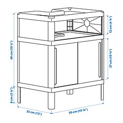 Ilustración de medidas - IVÖSJÖN armario de lavabo bajo