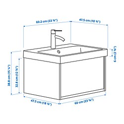 Ilustración de medidas - ÄNGSJÖN/BACKSJÖN mueble de lavabo con cajón/lavabo