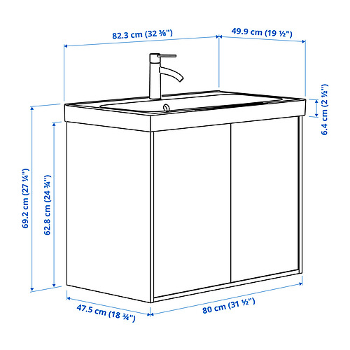 HAVBÄCK / ORRSJÖN, mueble lavabo con puertas y grifo DALSKÄR. 6 de 6 abrir diálogo