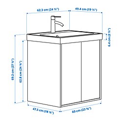 Ilustración de medidas - HAVBÄCK/ORRSJÖN mueble lavabo con puertas y grifo DALSKÄR