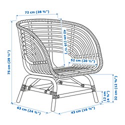 Ilustración de medidas - BUSKBO sillón con cojín